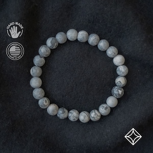 Grey Picasso Jasper - Solid Healing Bracelet - 8mm