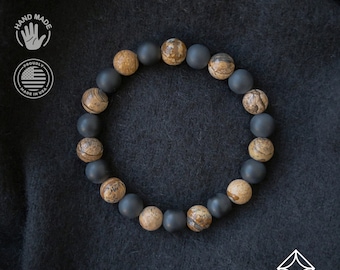 Onyx and Sand Jasper - Harmony Bracelet - 8mm