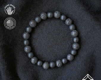 Onyx and Lava Stone - Harmony Bracelet - 8mm