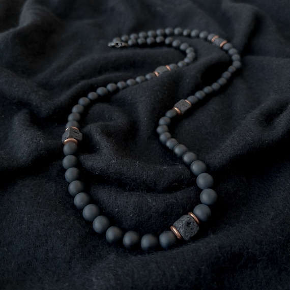 How to Make Black Beads Necklace with Pendant for Men