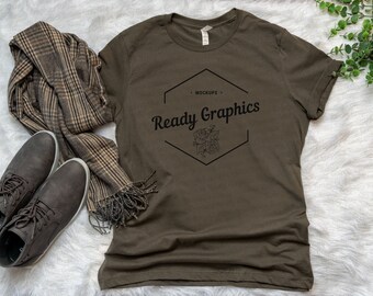 Bella Canvas 3001 Maqueta, Bella Canvas ARMY Maqueta, Boho Camiseta Maqueta