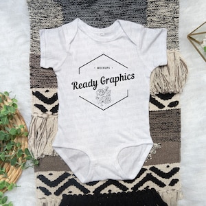 Rabbit Skins 4424 WHITE Bodysuit | Shirt Only Mockup | Baby Mockup | Rabbit Skins Mockup | Gender Neutral Mockup | BOHO Flat Lay