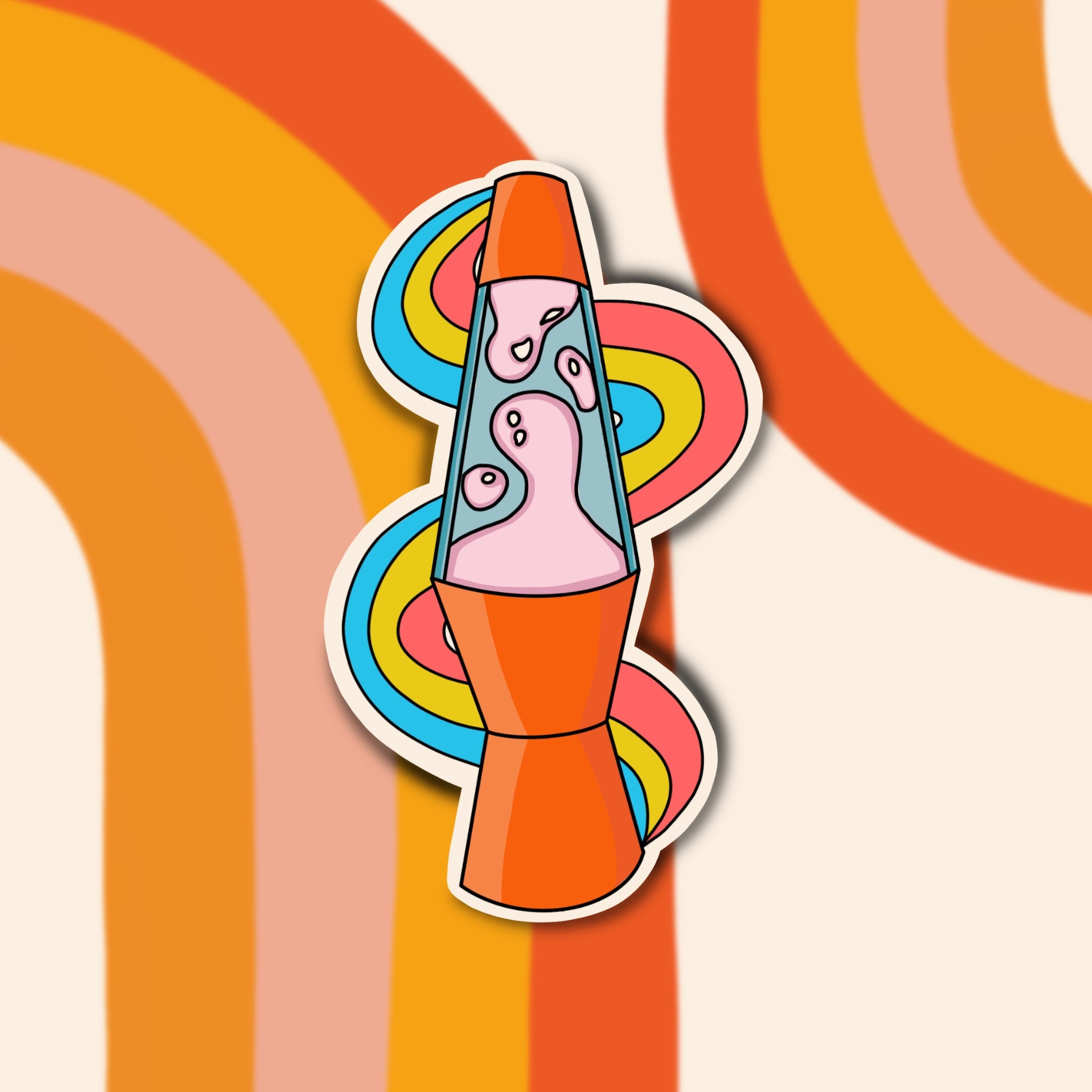 Groovy Rainbow Lava Lamp Vinyl Sticker Groovy Rainbow Lava Etsy