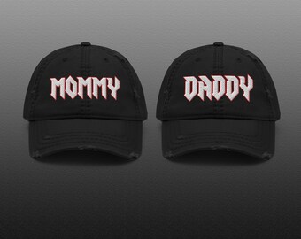 MOMMY DADDY distressed dad Hats, Mother's day hat, mothers day gift, hat for mom, gender reveal hat, baby shower hat, gift for new parents