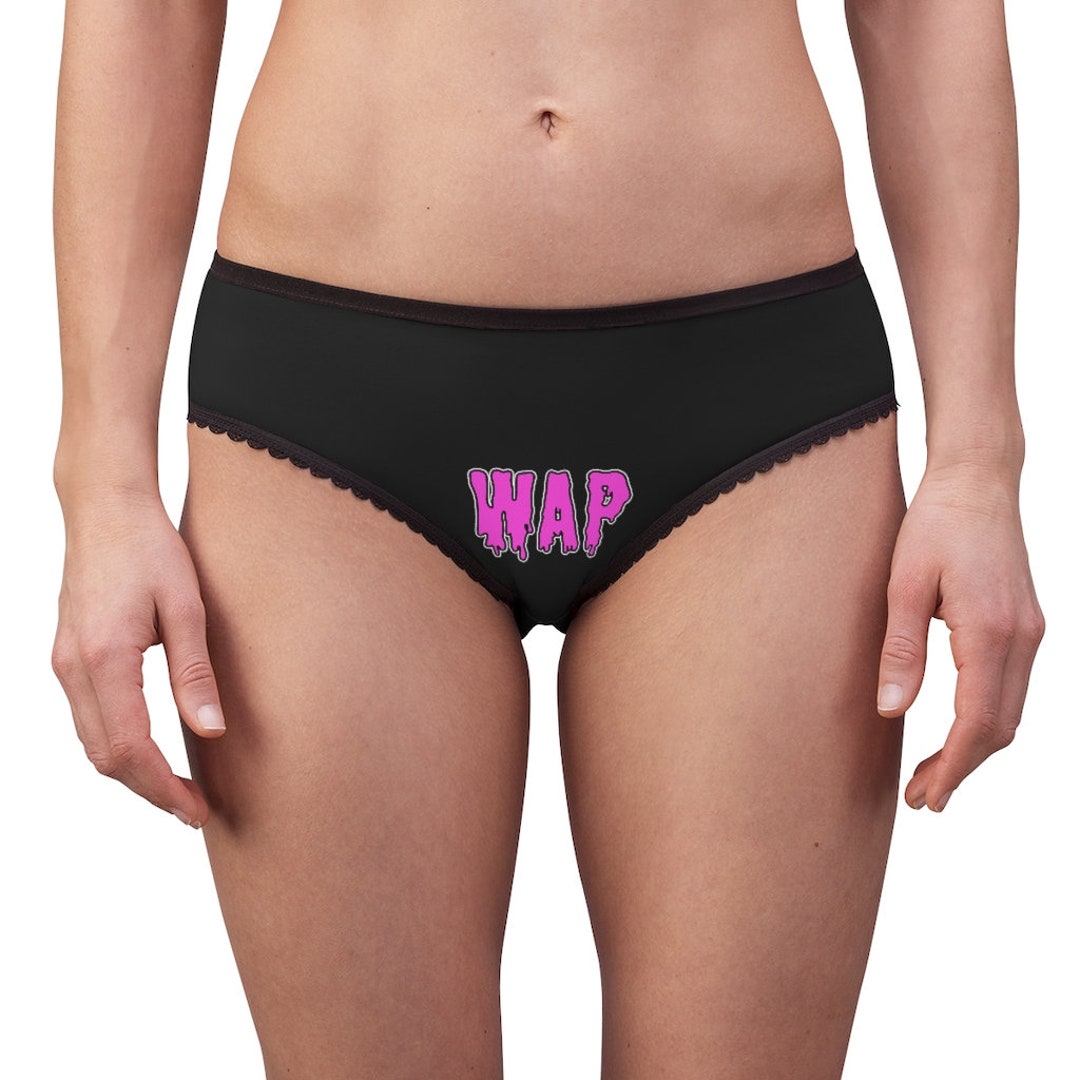 WAP Wet Ass Pssy Underwear Panties Briefs Funny Rap Megan Stallion Meg Black Pink Drip Punk Goth