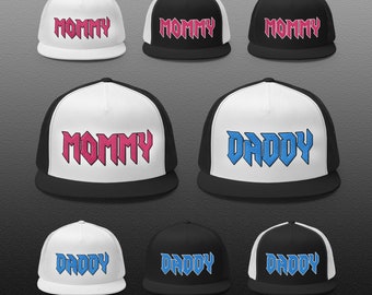 MOMMY DADDY Trucker Hats, Sombrero del día de la madre, regalo del día de la madre, sombrero para mamá, sombrero de revelación de género, sombrero de baby shower, regalo para nuevos padres, pareja