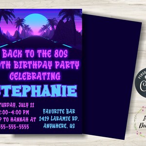 Editable 80s Birthday Party Invitation, 1980s Birthday, Neon, 30th Birthday, Retro 80s, Instant Download, 80s Party, Printable