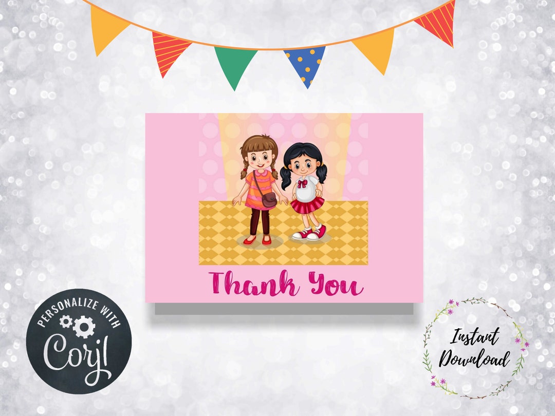 Editable Fashion Show Birthday Thank You Card, Dress up Party, Runway