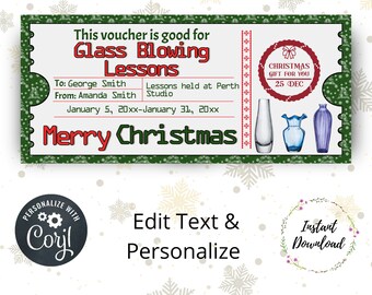 Editable Gymnastics Lessons Christmas Voucher, Gift Certificate, Gift ...