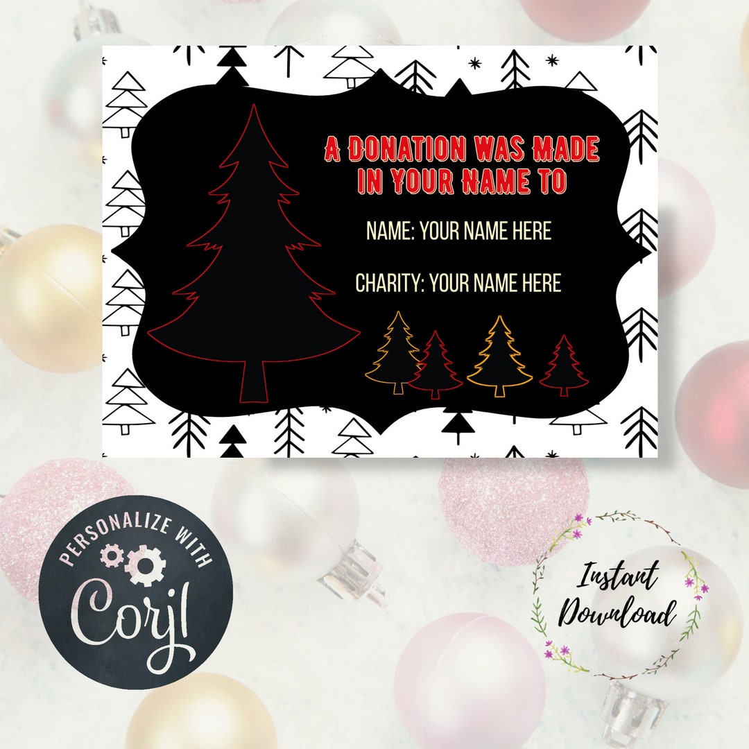Editable Christmas Donation & Contribution Card, Christmas Charity ...