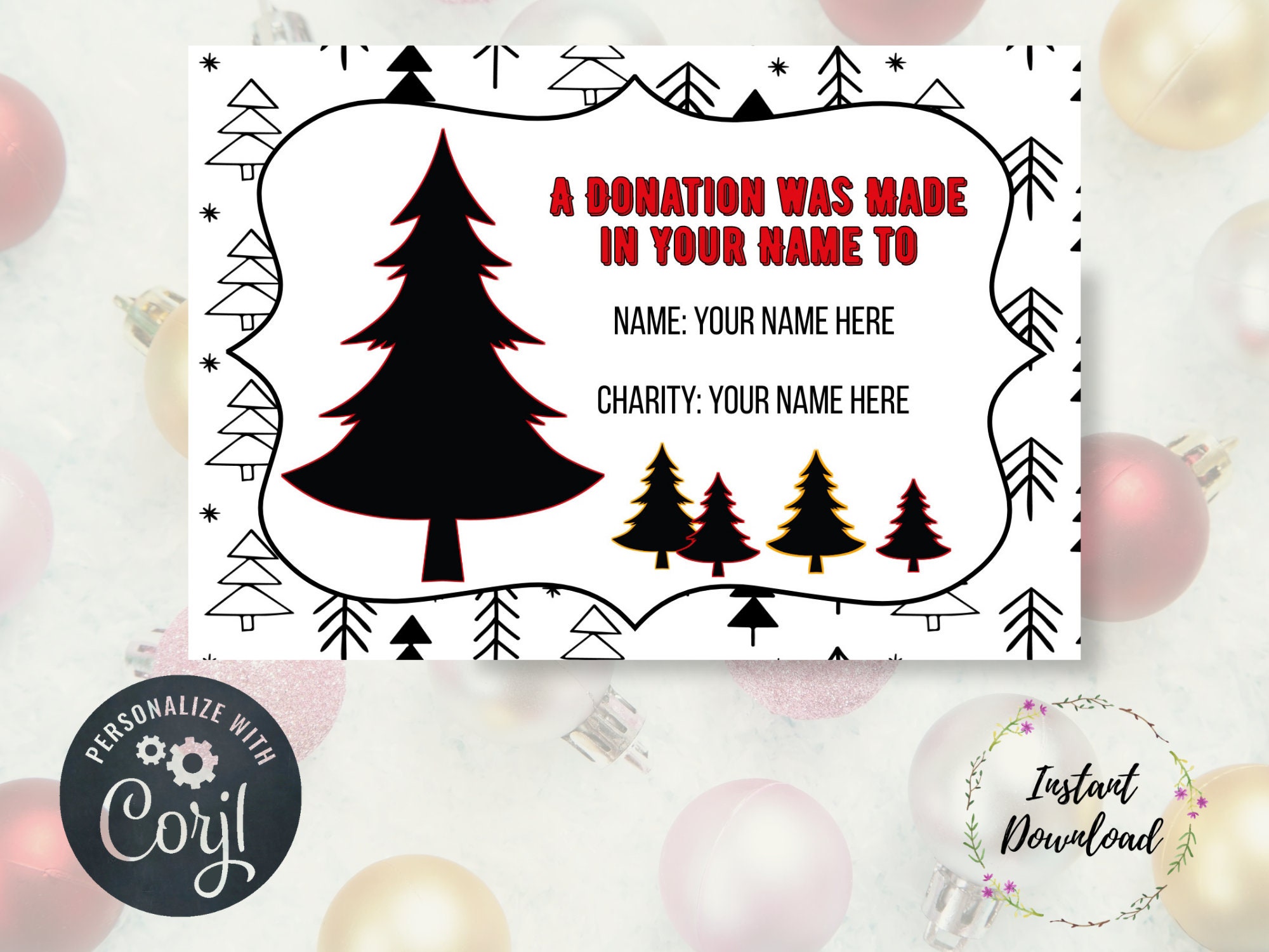 Editable Christmas Donation & Contribution Card, Christmas Charity ...