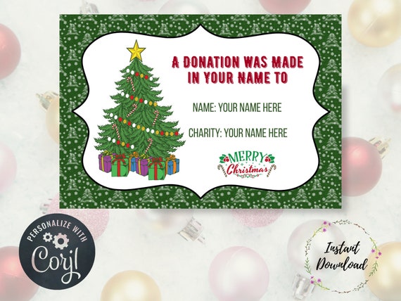 Editable Christmas Donation & Contribution Card Christmas - Etsy