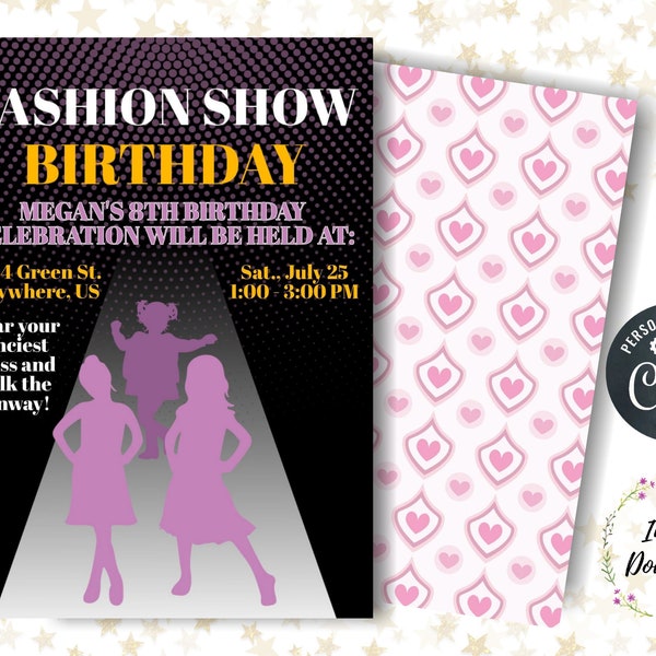 Editable Fashion Show Birthday Invitation, Dress Up Party, Runway Invite, Girls Fashion Show, High Fashion, Fashionista, Instant Download,AA