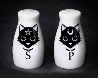 Pepper shaker with cat pattern original modern colored salt shaker Duo pepper shaker porcelain handmade