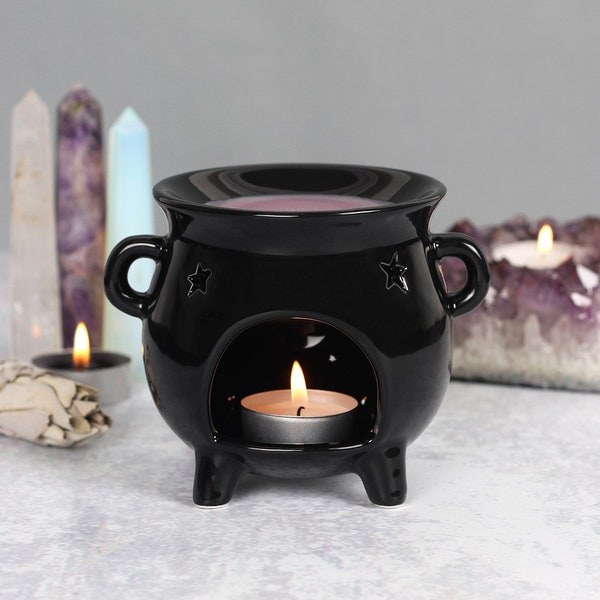 Black Cauldron Oil Burner- Wax melter- Witchy Home decor- Home fragrance-Gift for witch-Aromatherapy Diffuser-Wax warmer-Witches Brew