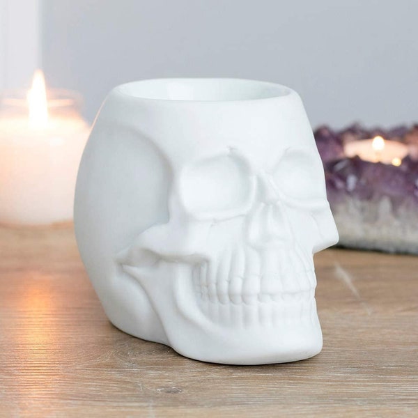 White Skull Aromatherapy Oil Burner Wax Warmer Tealight Holder- Home fragrance-Badass gift-Aromatherapy Diffuser