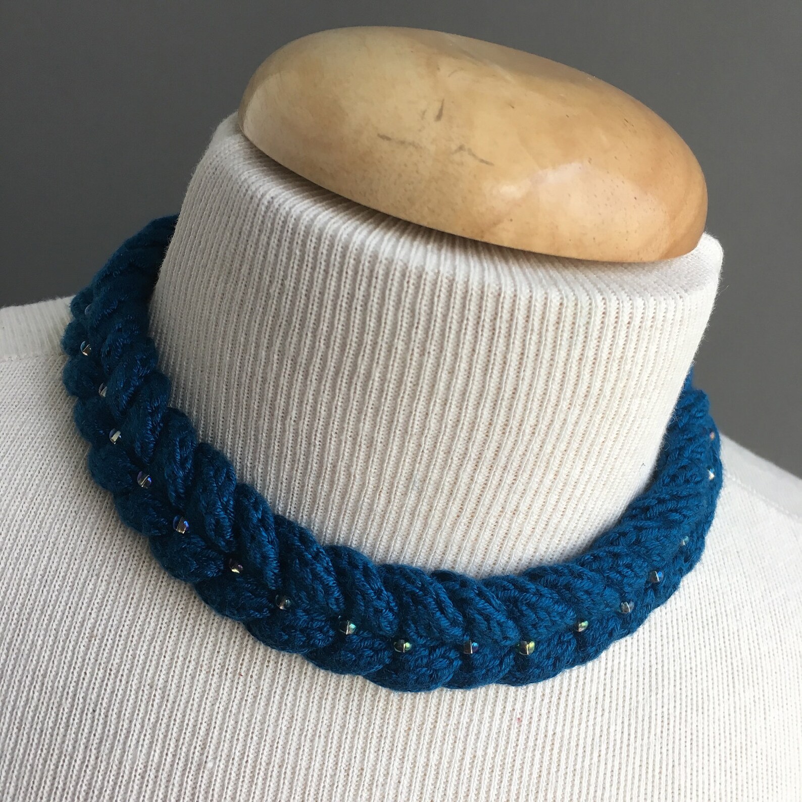 Cable Braided Choker Teal Etsy