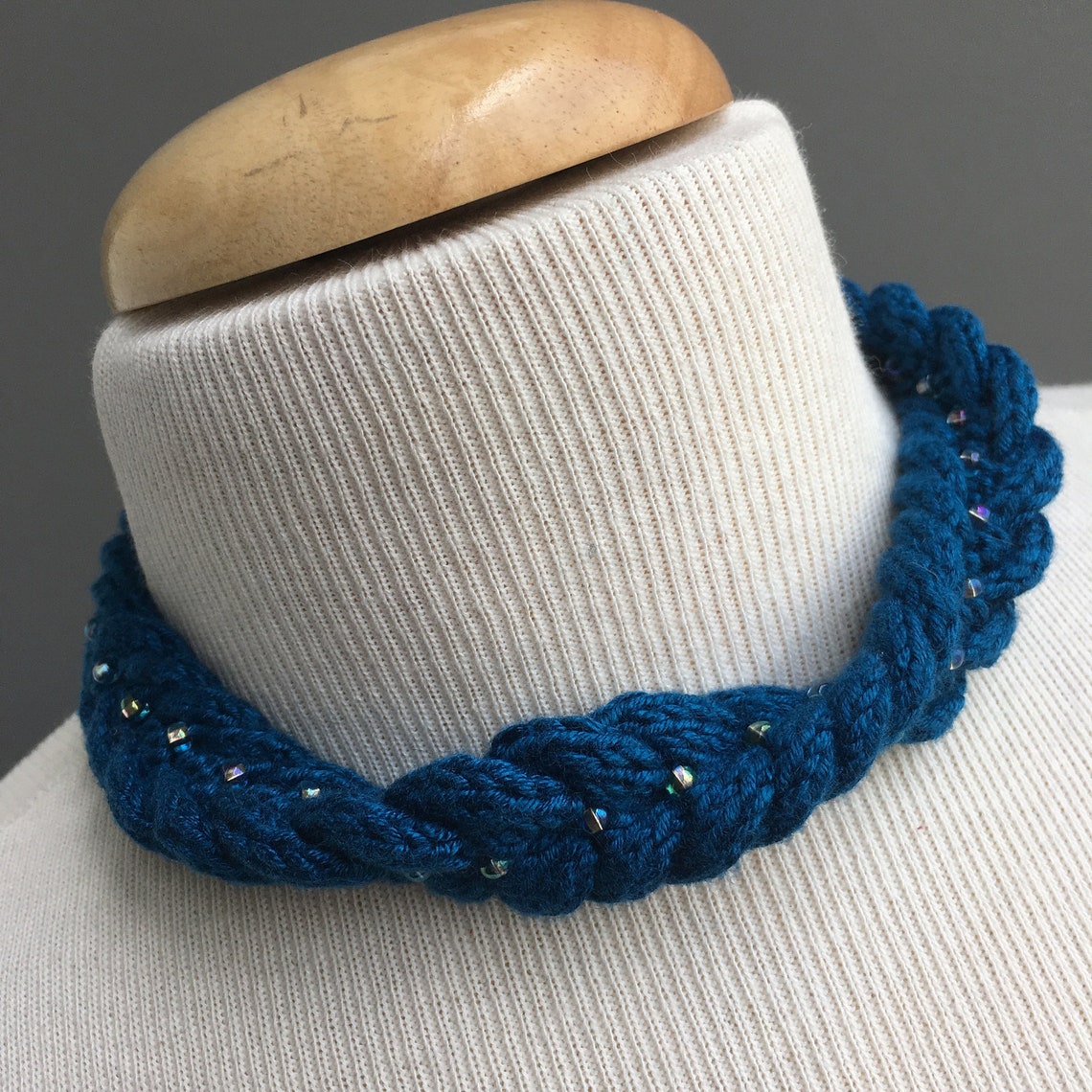 Cable Braided Choker Teal Etsy