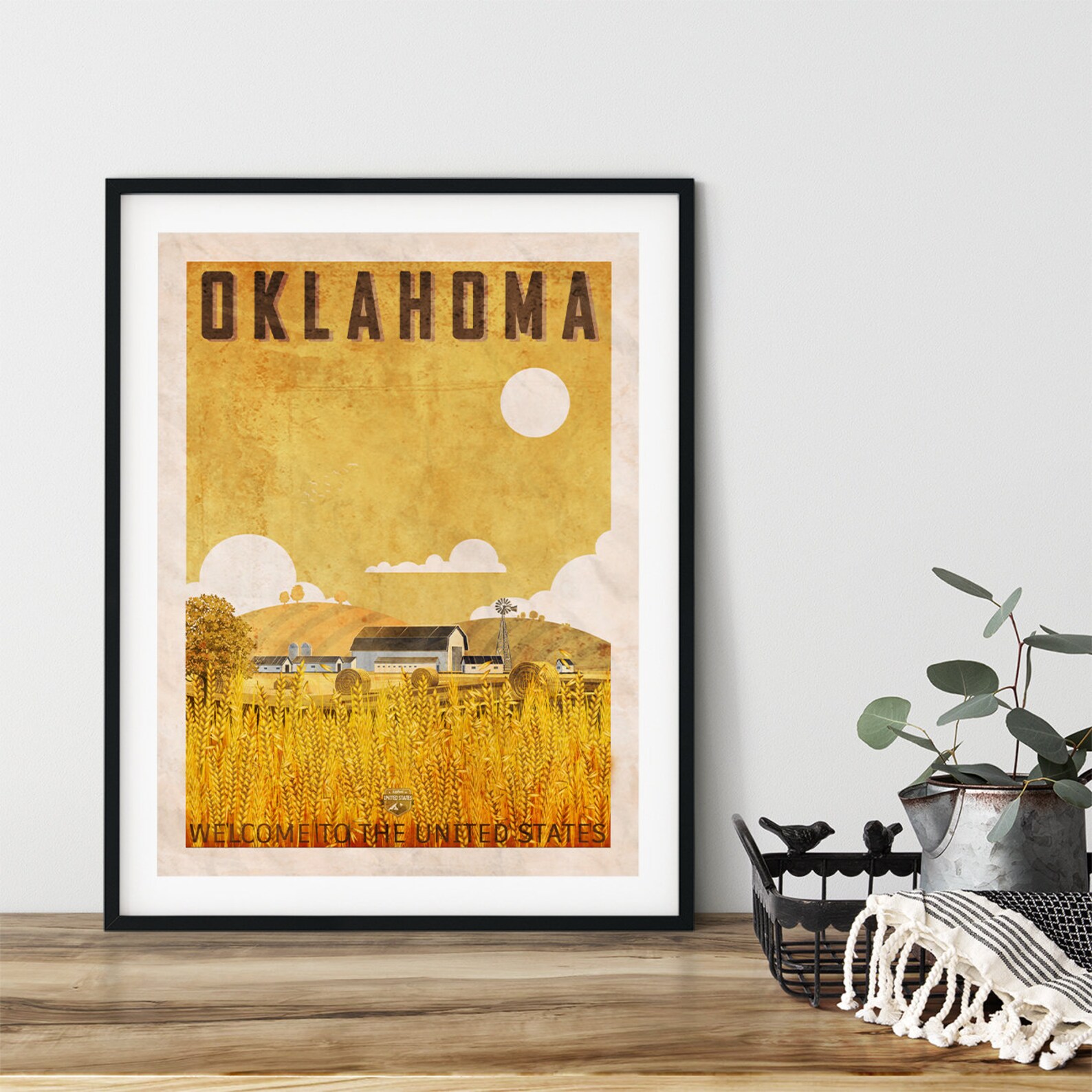 Oklahoma vintage travel poster print gift vintage travel Etsy