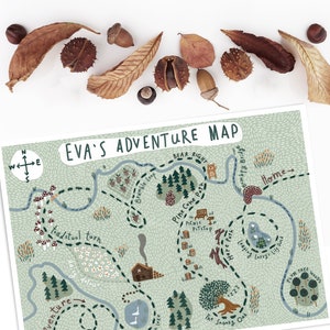 Personalisierte Kinder Adventure Woodland Map Print Poster