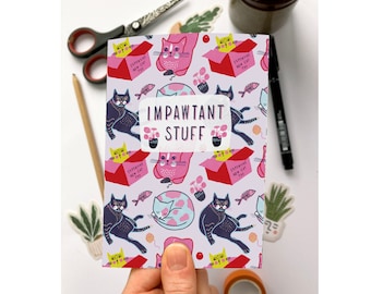Small Recycled Notebook Funny Cat Pattern