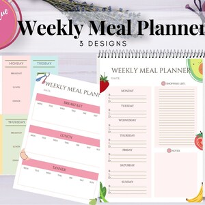 Meal Planner Kit, Meal Planner Templates Pack, Meal Planner Printable Pages, Daily Meal Plan, Monthly Meal Plan, Grocery List Printable image 3