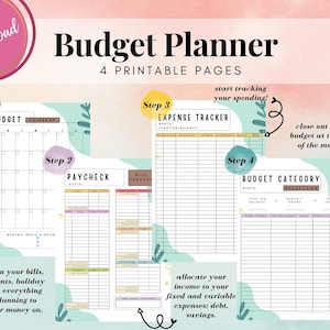 Budget Planner Templates, Budget Printable Pages, Paycheck Bill Tracker, Paycheck Budget Overview Template Printable, Budget Binder