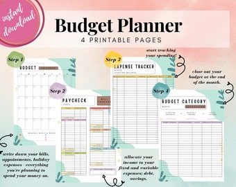 Druckbare Budget Planer Vorlagen, Paycheck Bill Tracker (PDF)
