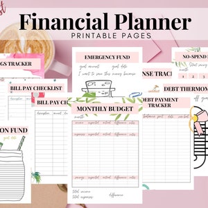 Financial Planner Printable Pages, Finance Planner, Printable Financial Journal, Budget Planner Kit, Budget Binder,Financial Planner Bundle image 1
