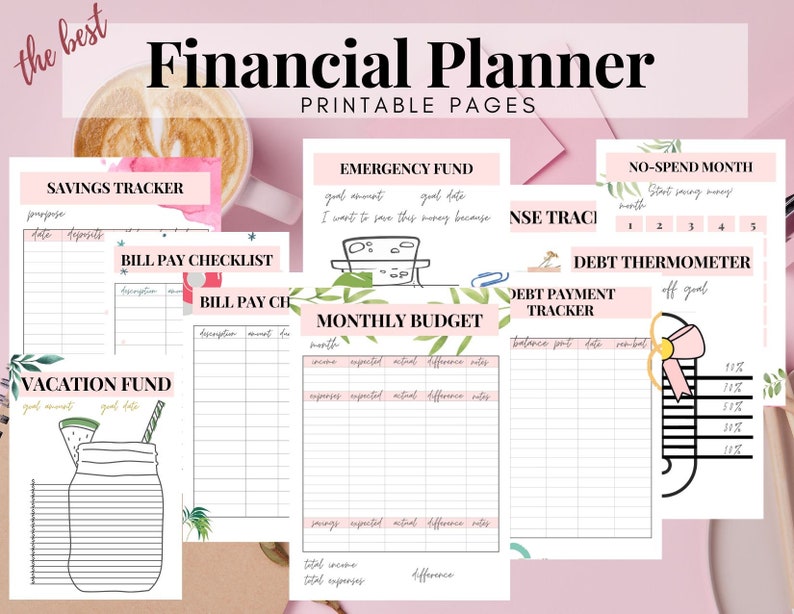 Financial Planner Printable Pages, Finance Planner, Printable Financial Journal, Budget Planner Kit, Budget Binder,Financial Planner Bundle image 1