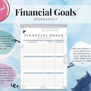Goal Tracker, Financial Goals Tracker, Planner Templates, Money Goals Printable, Goal Worksheet, Financial Goals Worksheet, Budget Planner