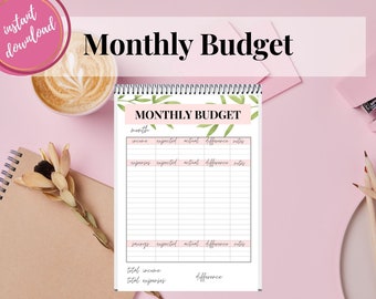 Monthly Budget Worksheet, Monthly Budget Printable, Financial Planner Printable Page, Finance Planner, Budget Planner