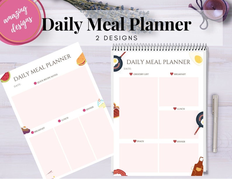 Meal Planner Kit, Meal Planner Templates Pack, Meal Planner Printable Pages, Daily Meal Plan, Monthly Meal Plan, Grocery List Printable image 2