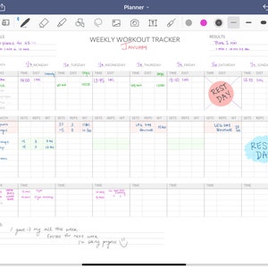 WEEKLY WORKOUT Fitness Exercise Tracker Printable Digital Weekly ...