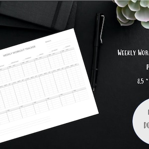 WEEKLY WORKOUT Fitness Exercise Tracker Printable Digital Weekly ...