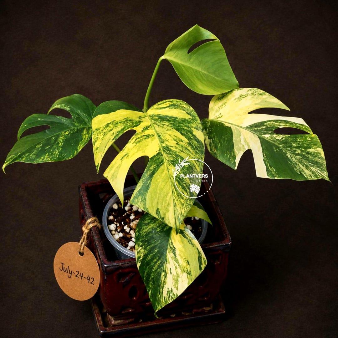 Variegated Monstera Borsigiana Aurea Live Plant - Monstera Aurea