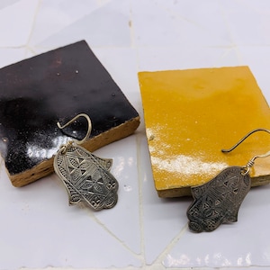 Hamsa Moroccan Silver Earrings