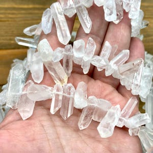 Raw Quartz Crystal Points Beads, Drilled Quartz Crystal Beads, Clear Quartz Point Beads, Raw Quartz Points, Crystal Point, Quartz Crystal