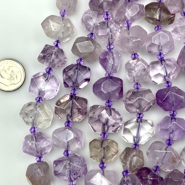 Faceted Light Amethyst Nuggets, Faceted Amethyst Beads, Gemstone Beads, Natural Amethyst Beads, Large Amethyst Beads, Amethyst Beads