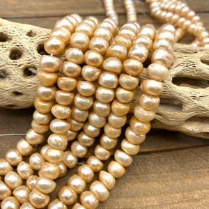 One Strand 10mm Light Gold Freshwater Pearls, 10mm Light Gold Pearls, Full strand of Gold Pearls, Freshwater Pearl Beads, Drilled Pearls