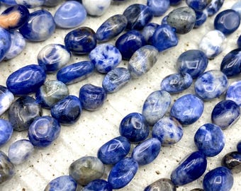 One Strand of Small Sodalite Nugget Beads, 15.5 inch strand, Natural Gemstone Beads, Natural Stone Beads