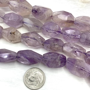 One Strand of Natural Faceted Amethyst Beads, Faceted Amethyst Nugget Beads, Amethyst Beads