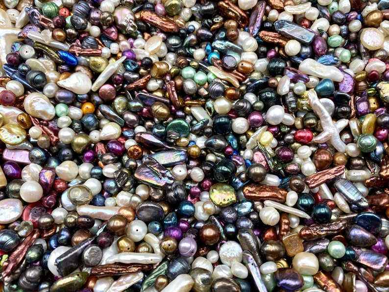 Assorted Loose Freshwater Pearls, Mixed Freshwater Pearls, Assorted Freshwater Pearl Beads, Coin Pearls, Faceted Pearls, Round Pearls image 1