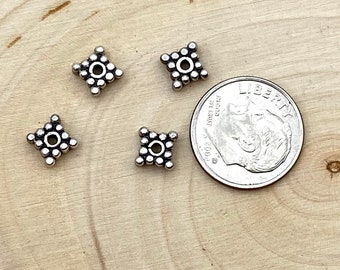 4 pc Sterling Silver Decorative Spacer Beads 6mm Bali Style Sterling Silver Findings