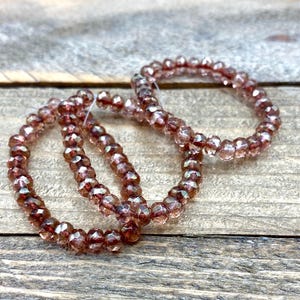 Faceted Czech Glass 3x5mm Rondelle Dusty Pink Czech Glass Rondelles, Czech Glass Beads, Rondelle Beads, Glass Beads