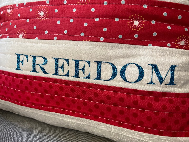 Quilted Pillow Cover 16x16 Red White and Blue Patriotic Etsy