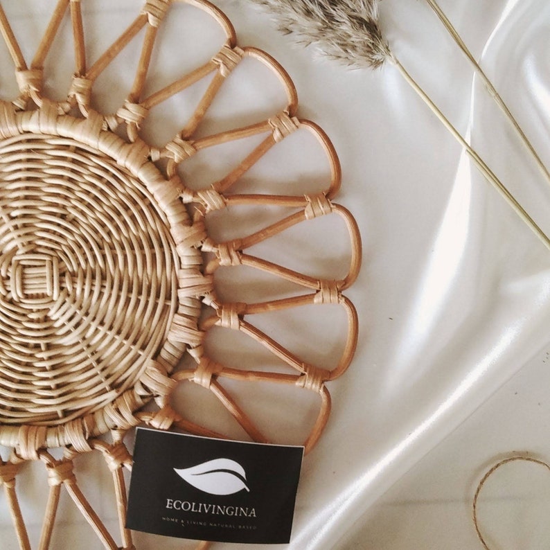 Rattan Placemats & Coasters Set Wicker Floral Plate Charger Etsy