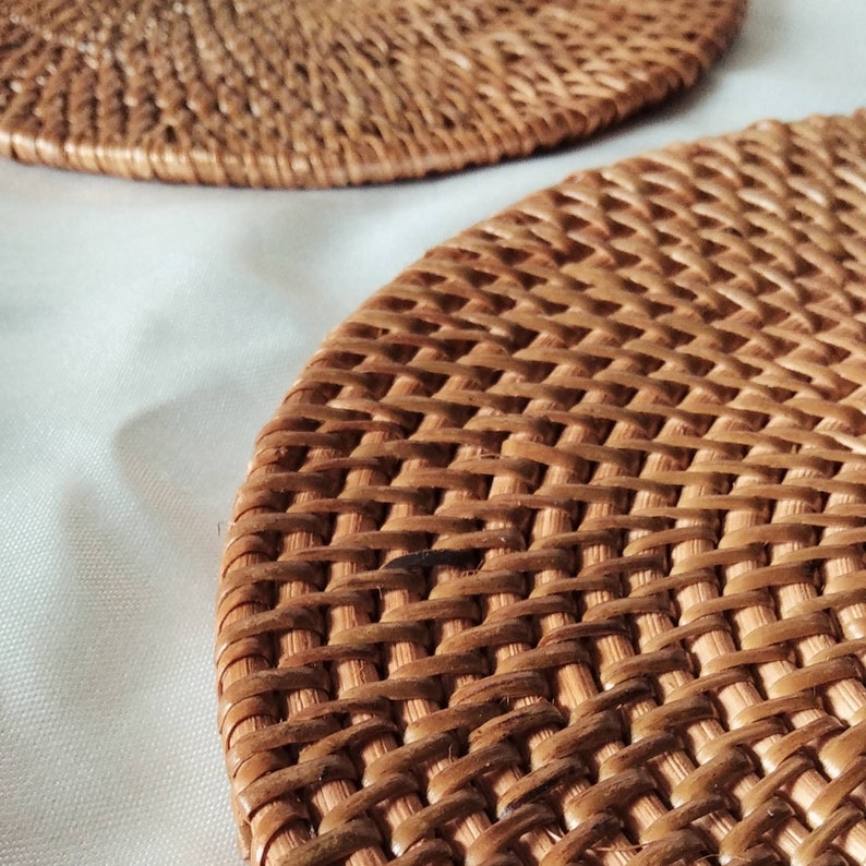 Set of 4 Rattan Wicker Placemat Wall Decor / Unique Earthy | Etsy