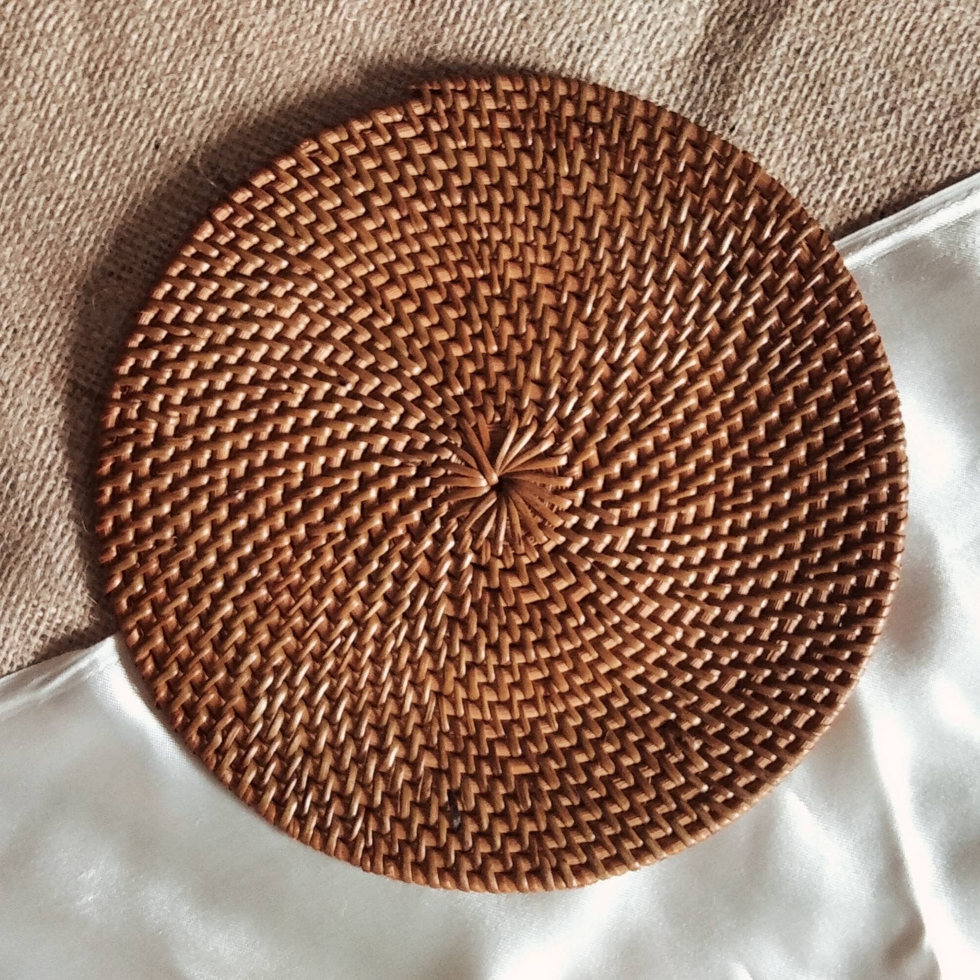 Rattan Wicker Placemat Unique Earthy Brown Vintage Handmade Etsy