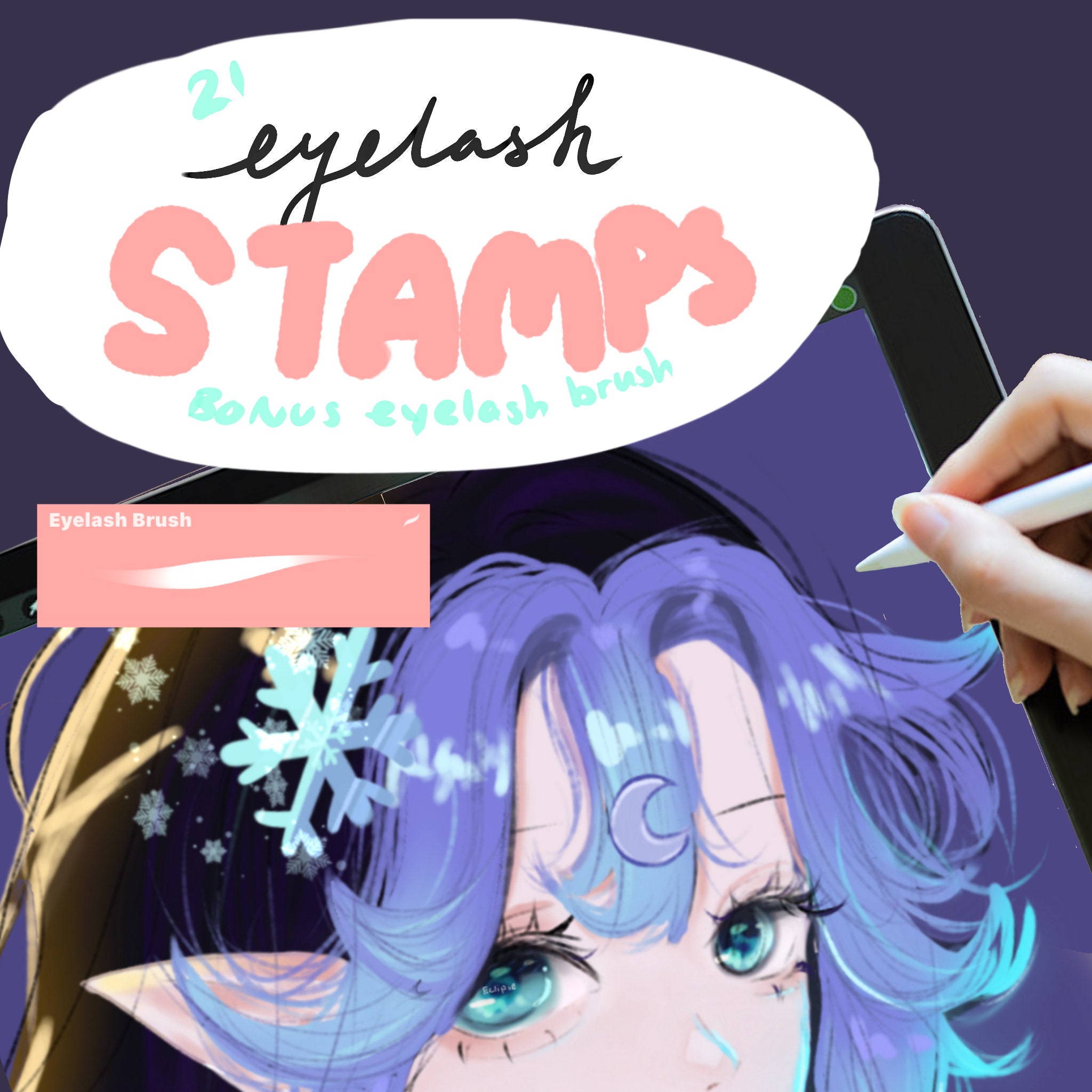 Eyelash Stamps for Procreate – 21 Eyelash Stamps + Bonus Brush for Manga, Anime & Manhwa Art